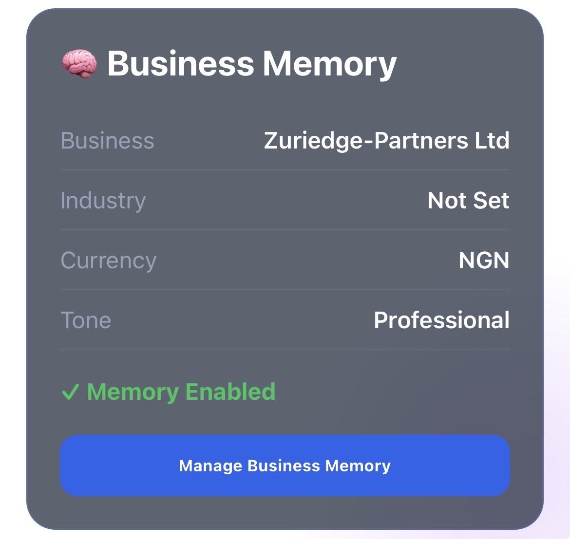 Business Memory