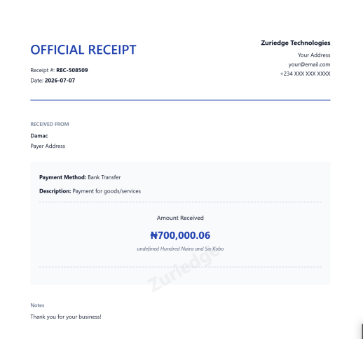 Receipt Generator